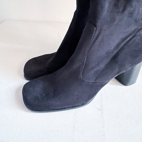 Vintage Franco Sarto Black Sock Pull on Square Toe Boot Heels 8M - Picture 7 of 15